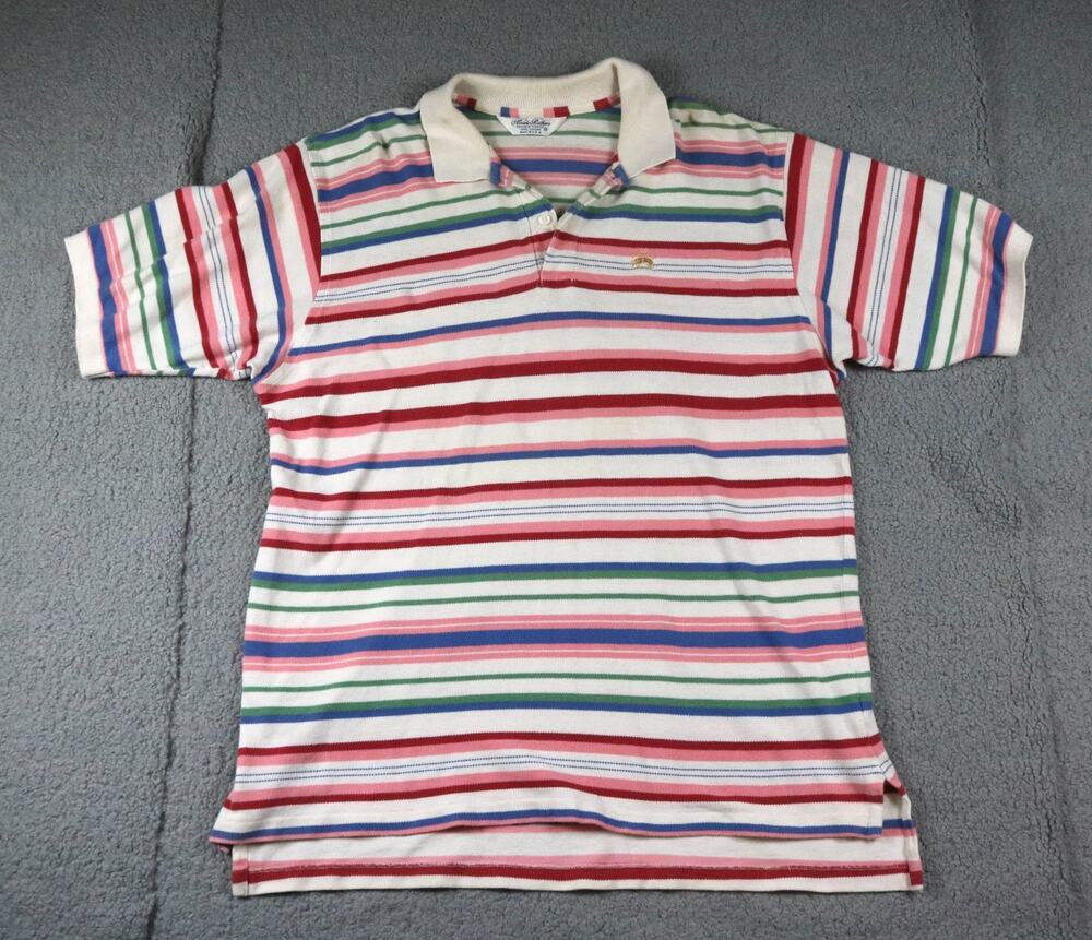 Vintage Brooks Brothers Golden Fleece Polo Shirt XL Rainbow Striped Preppy USA
